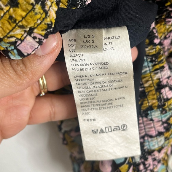 Free People Mabel floral printed ruffle blouse balloon sleeves size small - Picture 7 of 16